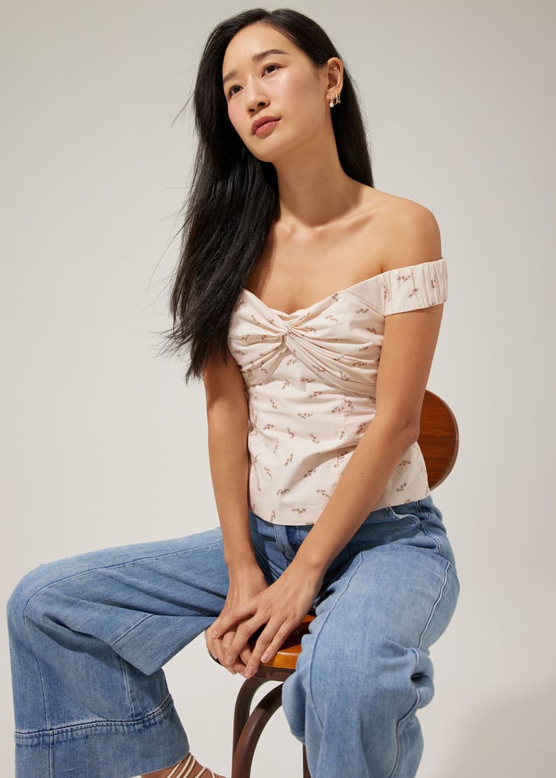 Elastic Cotton Off Shoulder Top | Love, Bonito US