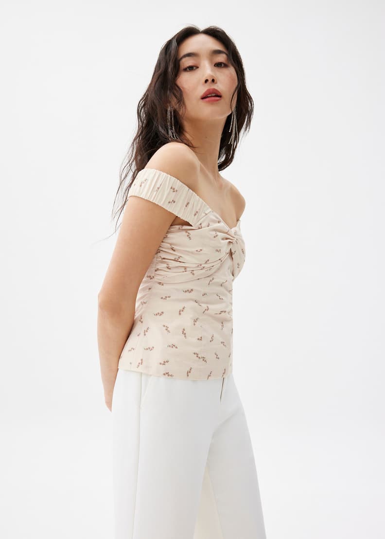 Elastic Cotton Off Shoulder Top | Love, Bonito US
