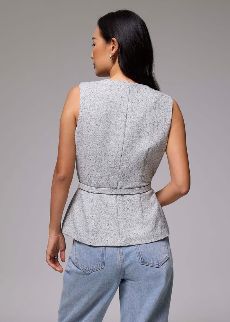 Belted Tweed Button Down Top | Love, Bonito SG