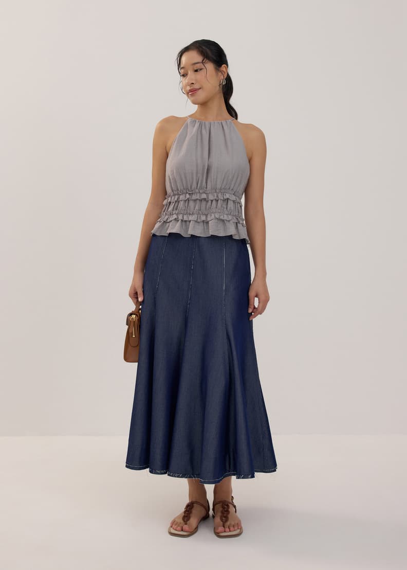 ♡SALE♡PET 9cm×10m 140/loop 海莹星河 Crinkled Sheer Peplum Halter Top | Love, Bonito HK