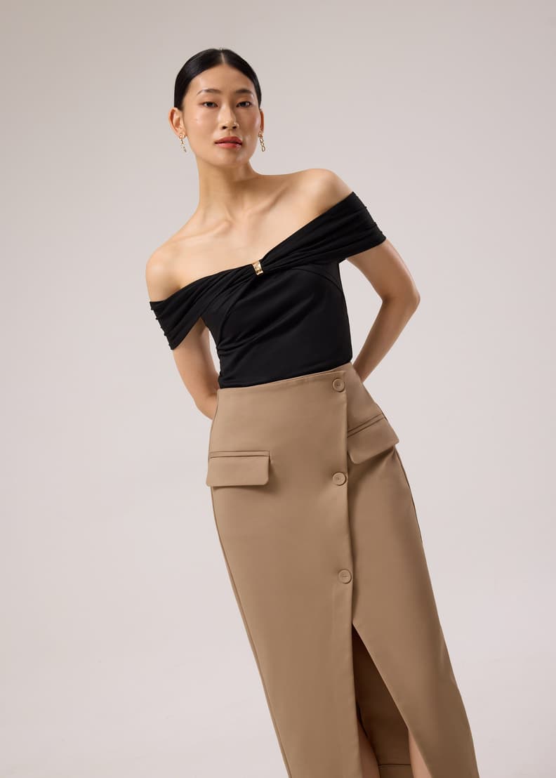 Multi-way Ponte Off-Shoulder Fitted Top | Love, Bonito ID