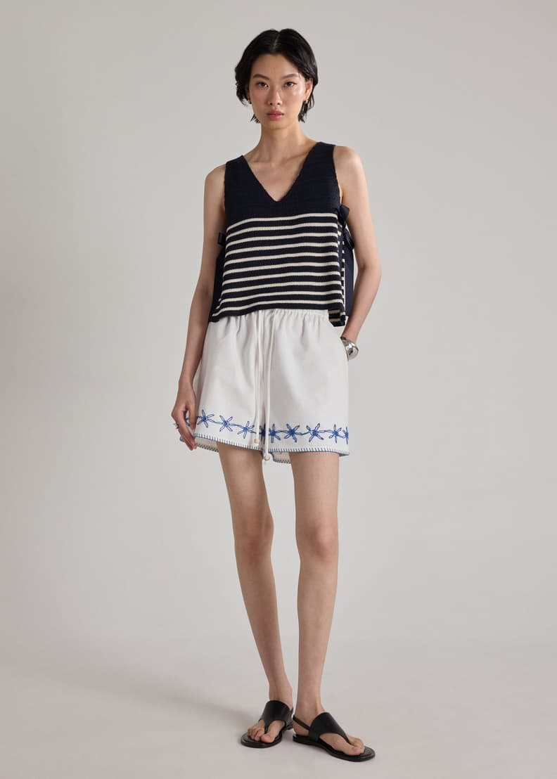Multi-way Striped Knit Side Tie Top