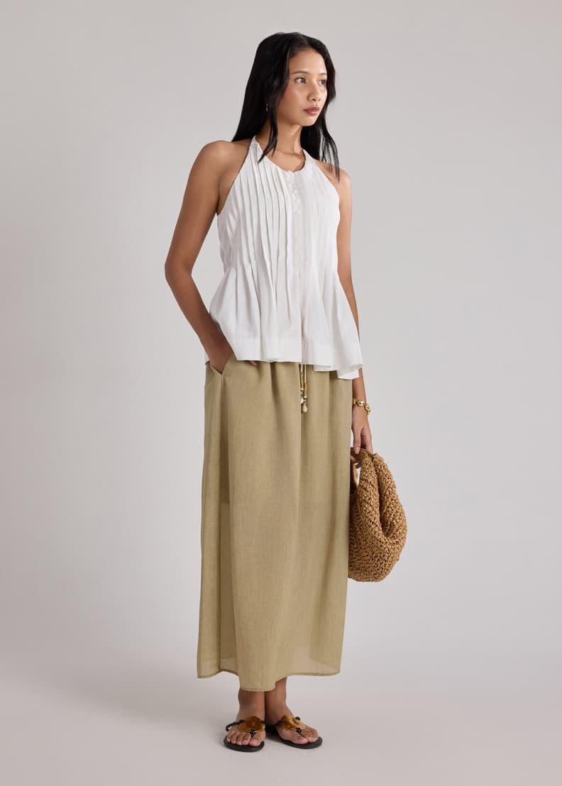 Pintuck Halter Peplum Top | Love, Bonito ID