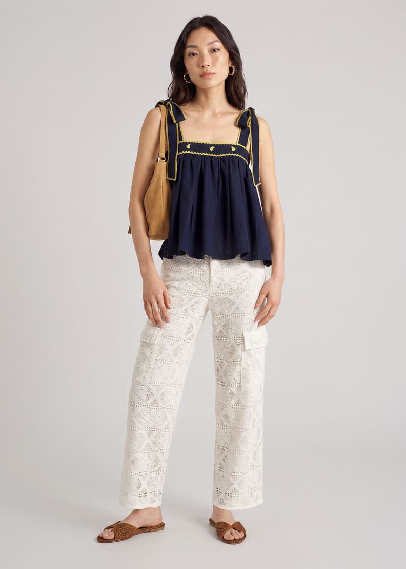 Embroidered Babydoll Top