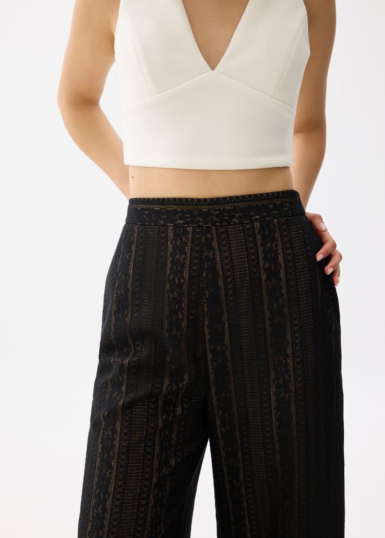 Elastic Lace Wide Leg Pants | Love, Bonito US