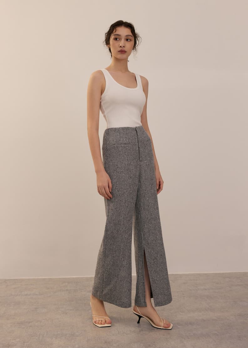 Leggy™ Elastic Tweed High Waist Kick Flare Pants | Love, Bonito ID