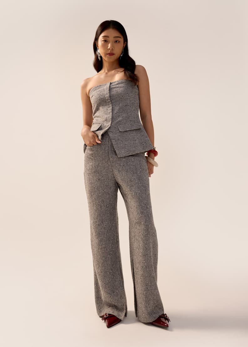 Leggy™ Elastic Tweed High Waist Kick Flare Pants | Love, Bonito ID