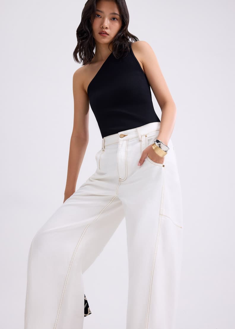 Denim Mid Waist Panelled Barrel Jeans | Love, Bonito INTL Denim Mid Waist Panelled Barrel Jeans | Love, Bonito INTL