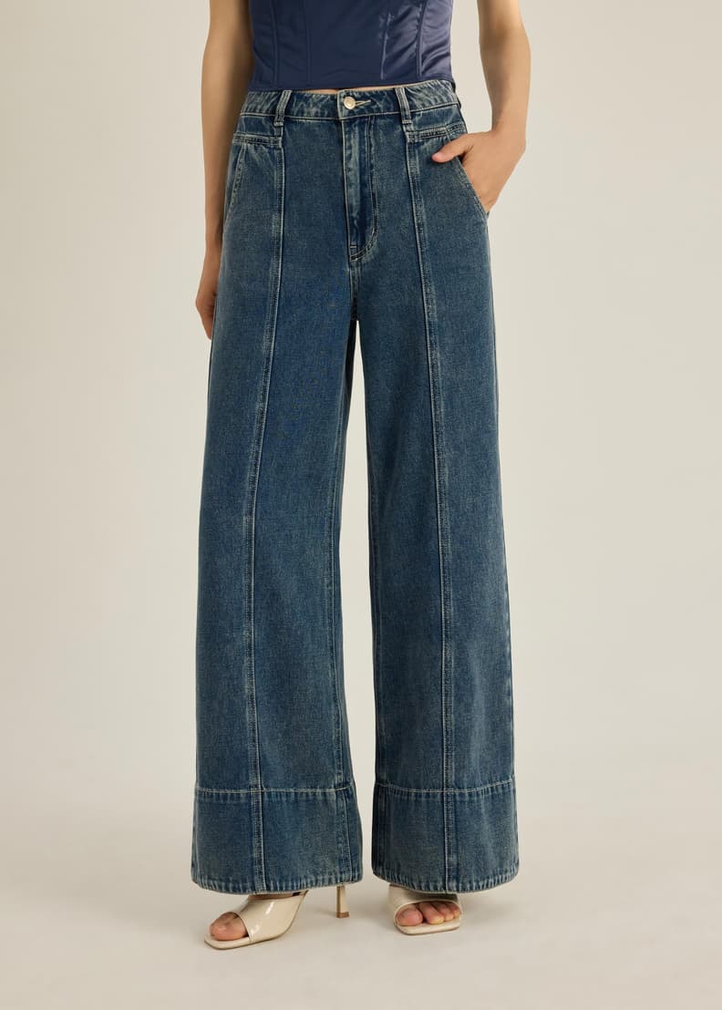 Leggy™ Denim Panelled Wide Leg Jeans