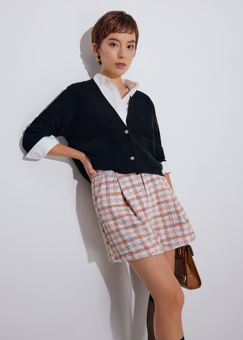 Tweed High Waist A-Line Shorts | Love, Bonito INTL