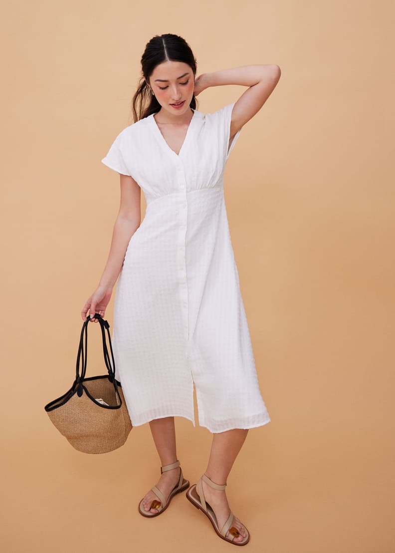 QUEUE BUTTON DRESS Ameri VINTAGE QUEUE BUTTON DRESS