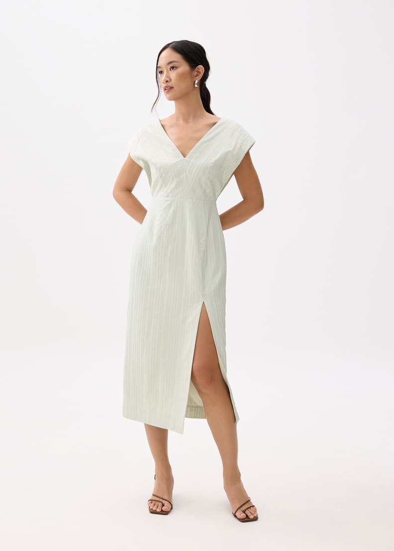 Striped V-neck Column Midaxi Dress | Love, Bonito MY