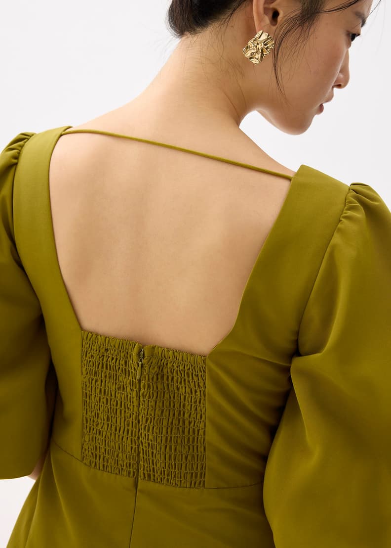 Square Neck Puff Sleeve Midi Dress | Love, Bonito US