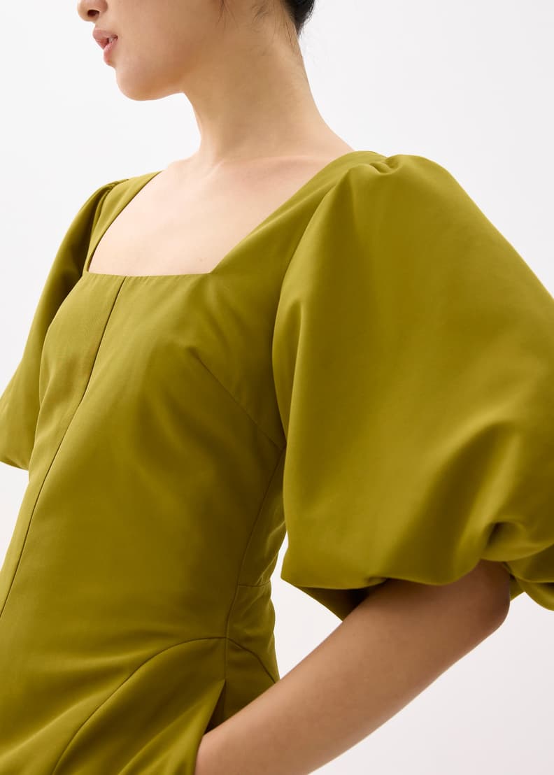Square Neck Puff Sleeve Midi Dress | Love, Bonito US