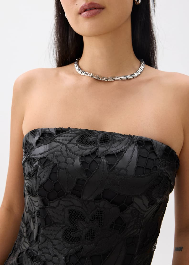 Padded Vegan Leather Lace Tube Midaxi Dress | Love, Bonito HK