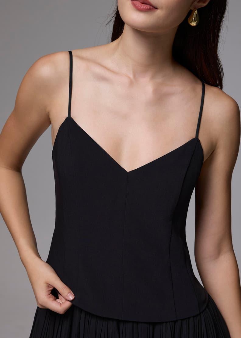 Pleated V-neck Fit & Flare Maxi Dress | Love, Bonito US