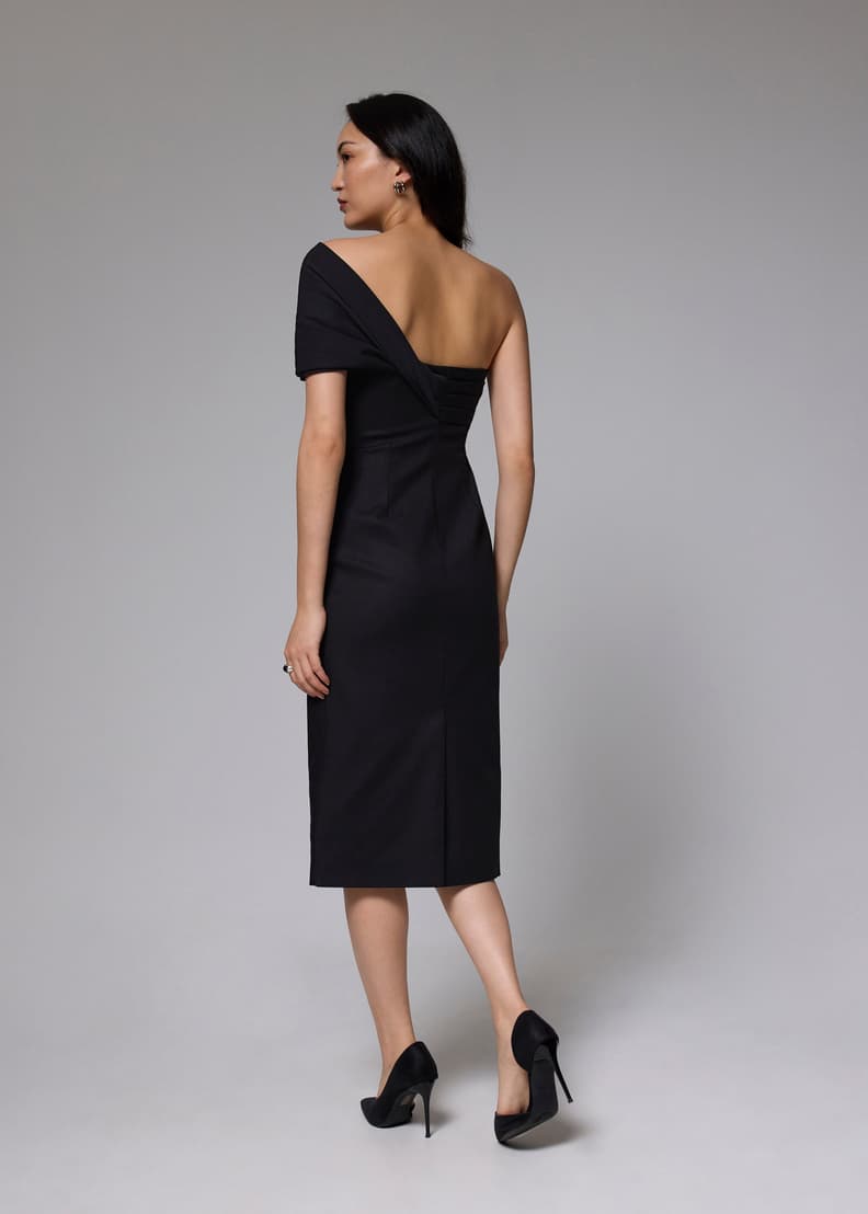 Asymmetric Front Twist Column Midi Dress | Love, Bonito INTL