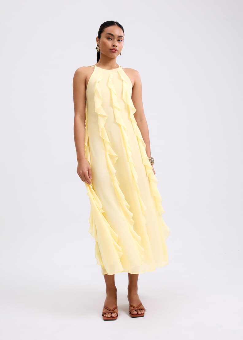 Georgette Halter Trapeze Frill Maxi Dress | Love, Bonito US Georgette Halter Trapeze Frill Maxi Dress | Love, Bonito US