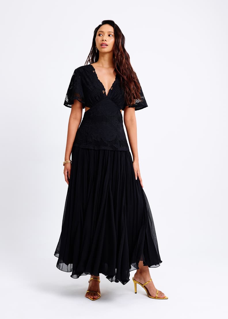 Lace V-Neck Bell Sleeve Fit & Flare Maxi Dress | Love, Bonito US