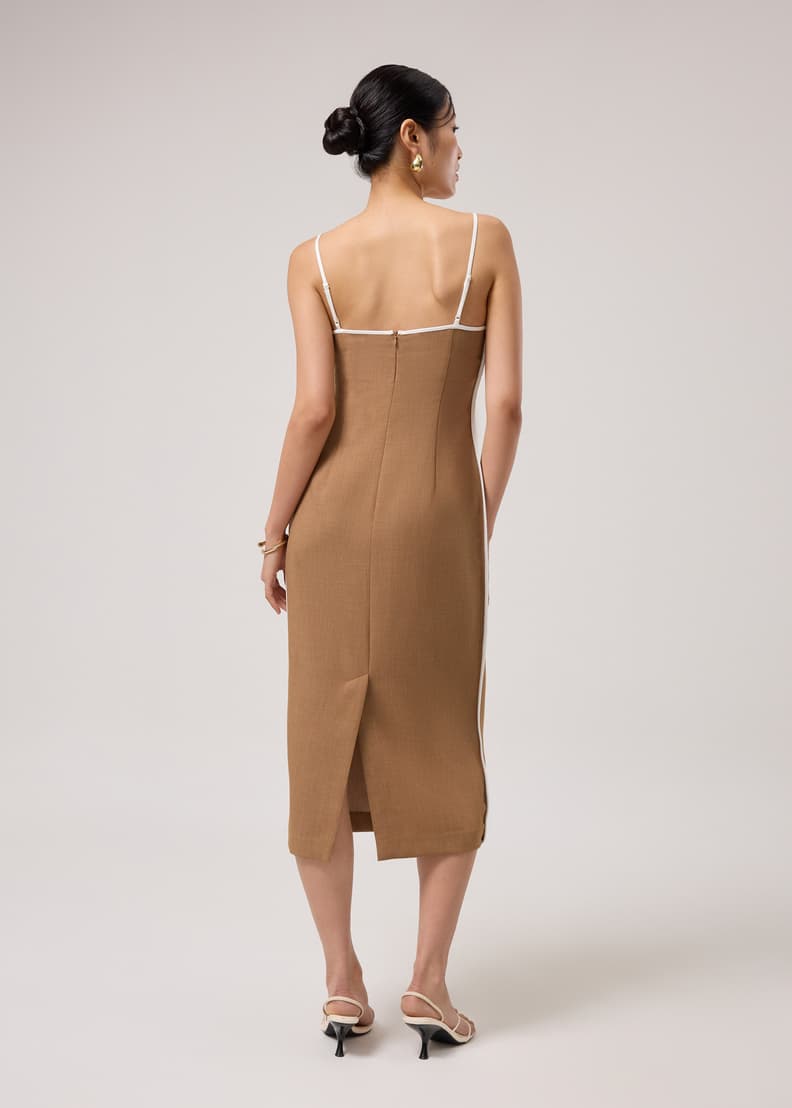 Padded Contrast Piping Sweetheart Column Midaxi Dress | Love