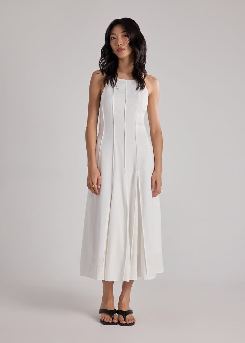 Pintuck Fit & Flare Dress