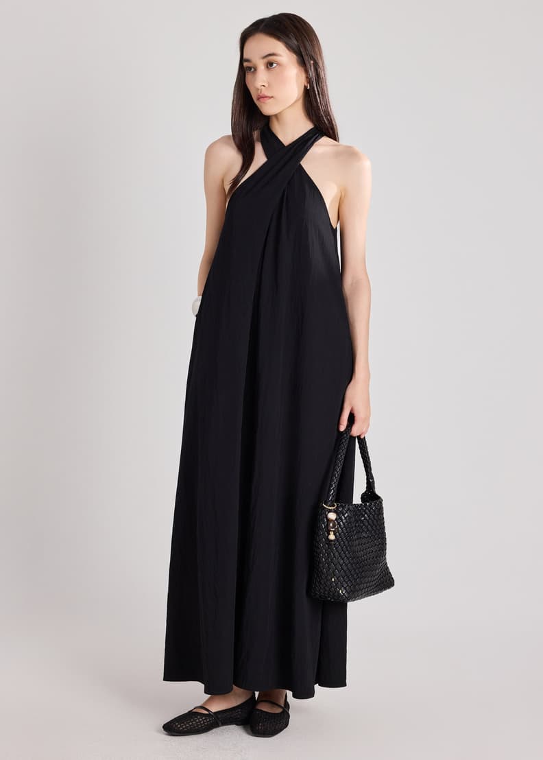 Rayon Halter Trapeze Dress