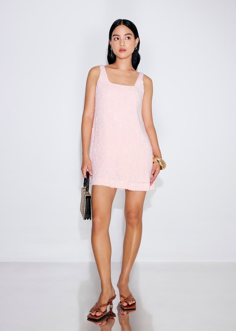 Textured Plisse Square Neck A-Line Romper
