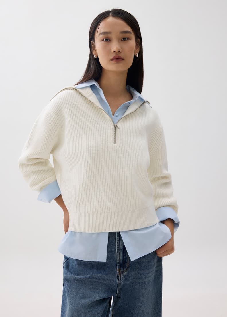 Relaxed Half Zip Knit Sweater | Love, Bonito MY