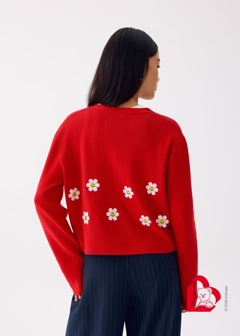 Love, Bonito | Wiggle Wiggle Knit Cardigan in Heart Red | Love