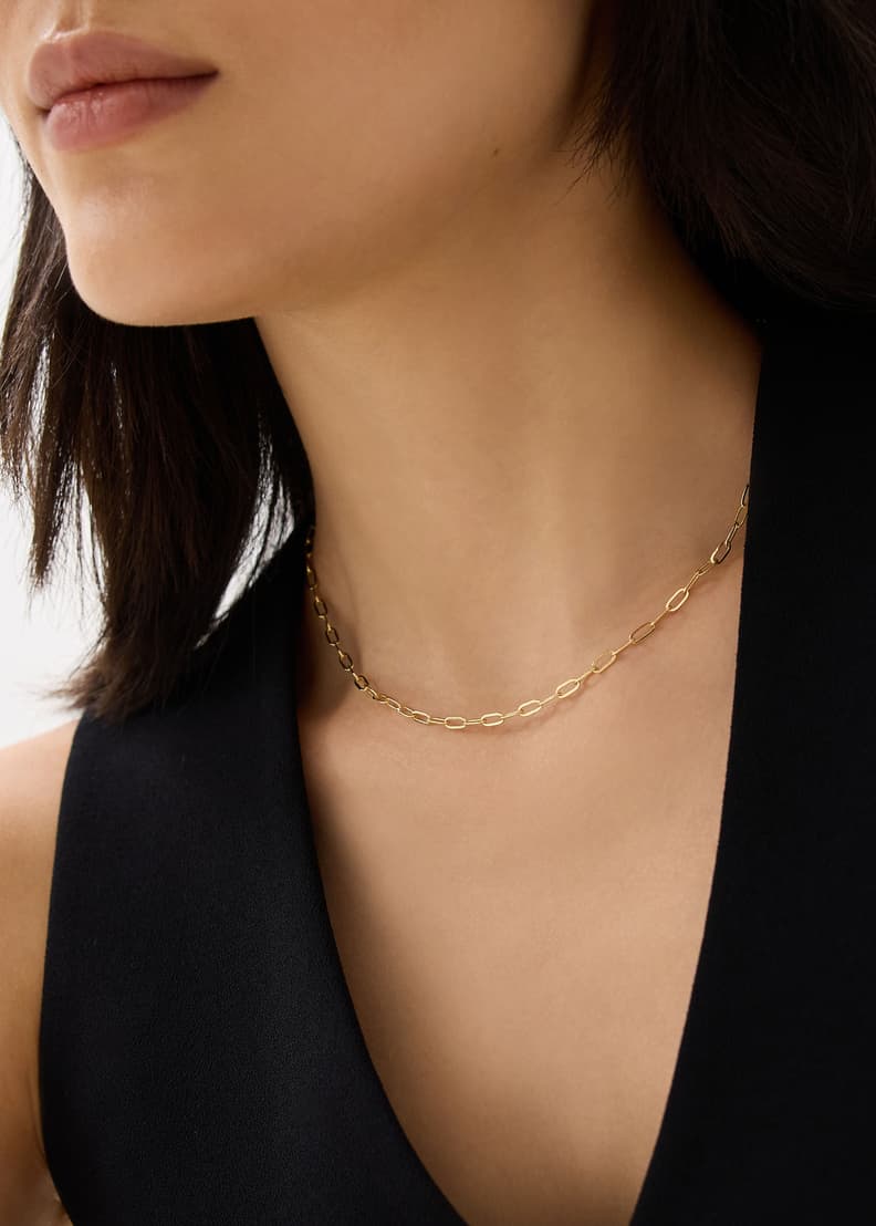 Gabriele Pasini 本人着 money crip chain 14K Gold Plated Thin Paperclip Chain Necklace | Love, Bonito SG