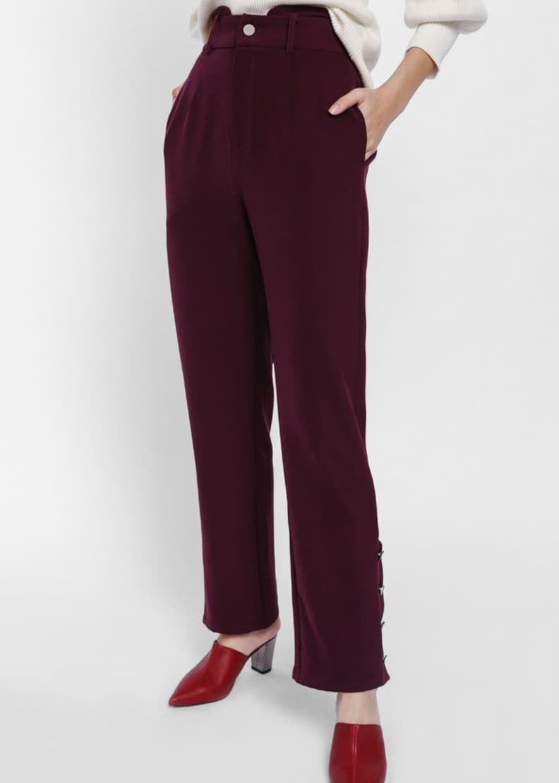 Paccina Side Button High Waist Pants | Love, Bonito SG