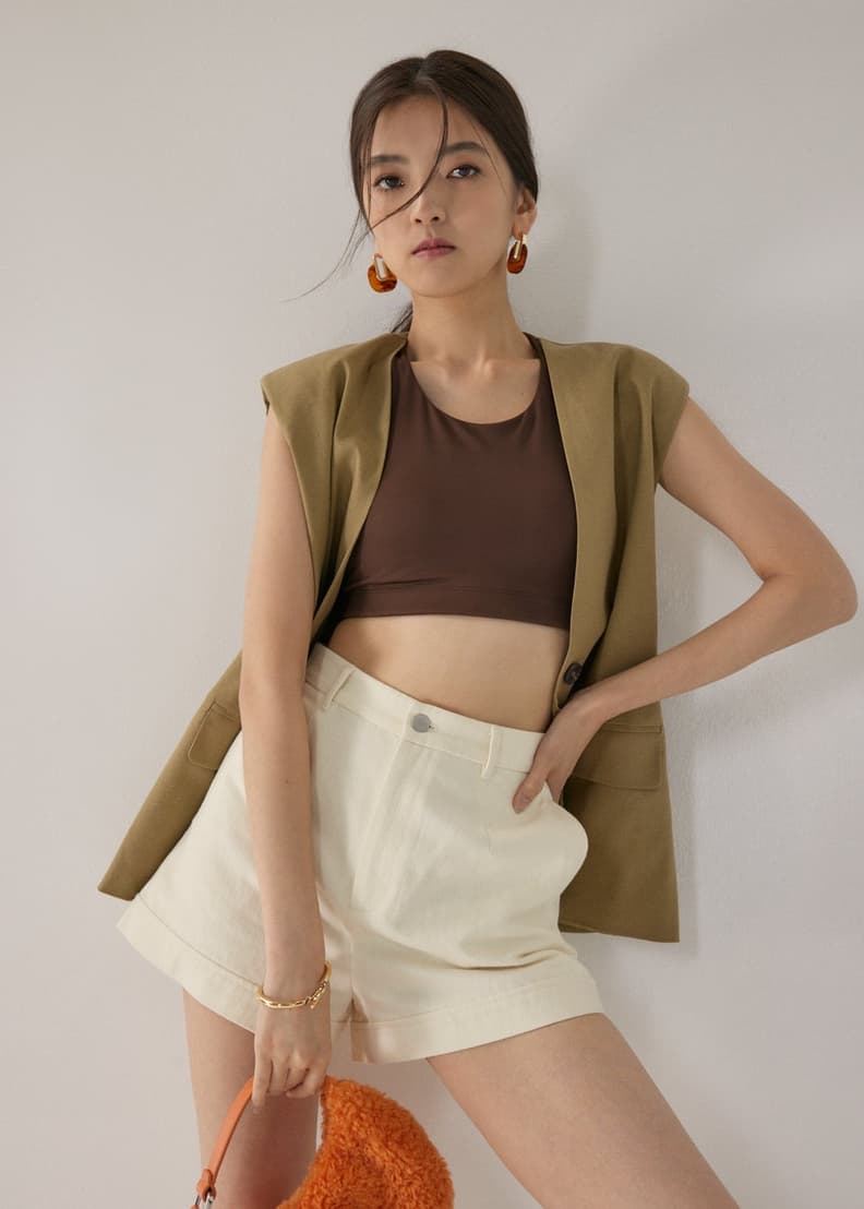 Zilla Shoulder Padded Linen Vest | Love, Bonito INTL