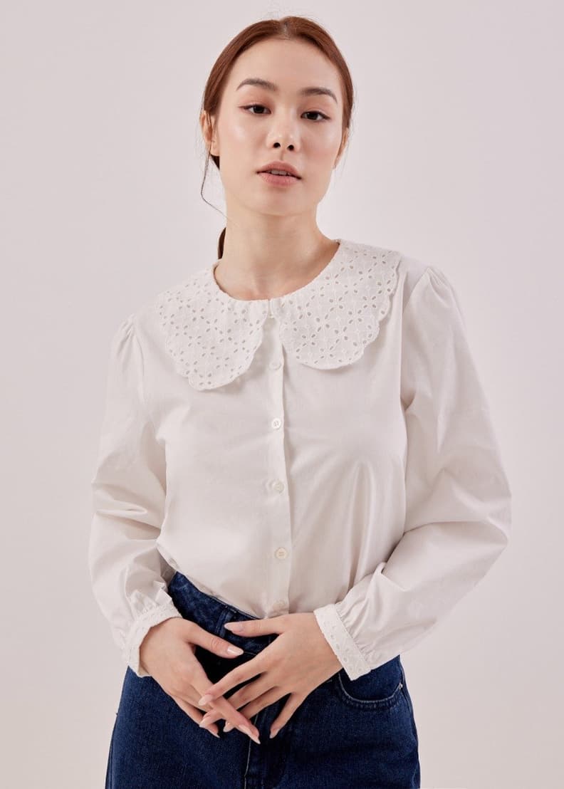 Endera Contrast Collar Blouse | Love, Bonito PH