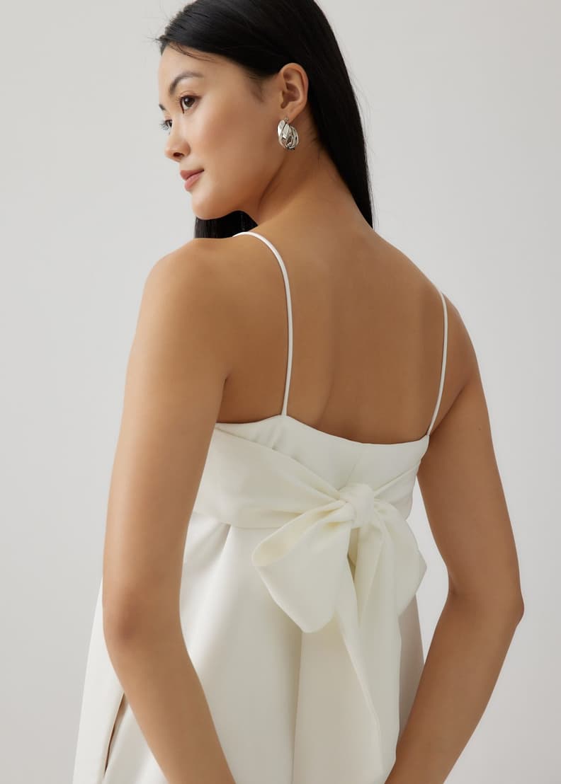 Alexandria Straight Neck Ribbon Tie Romper | Love, Bonito SG