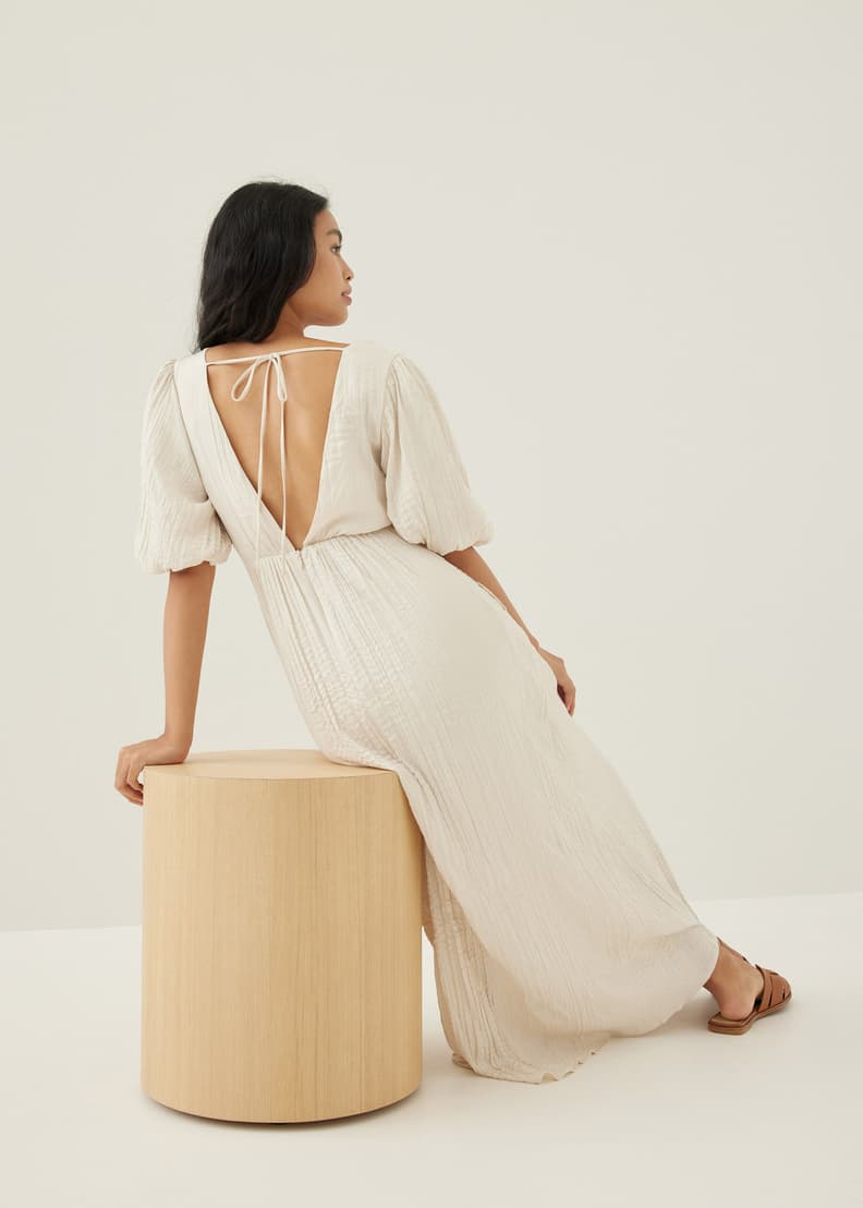 新品 Paddington Long Dress mauve beige Kathleen Pleated Plain Midi