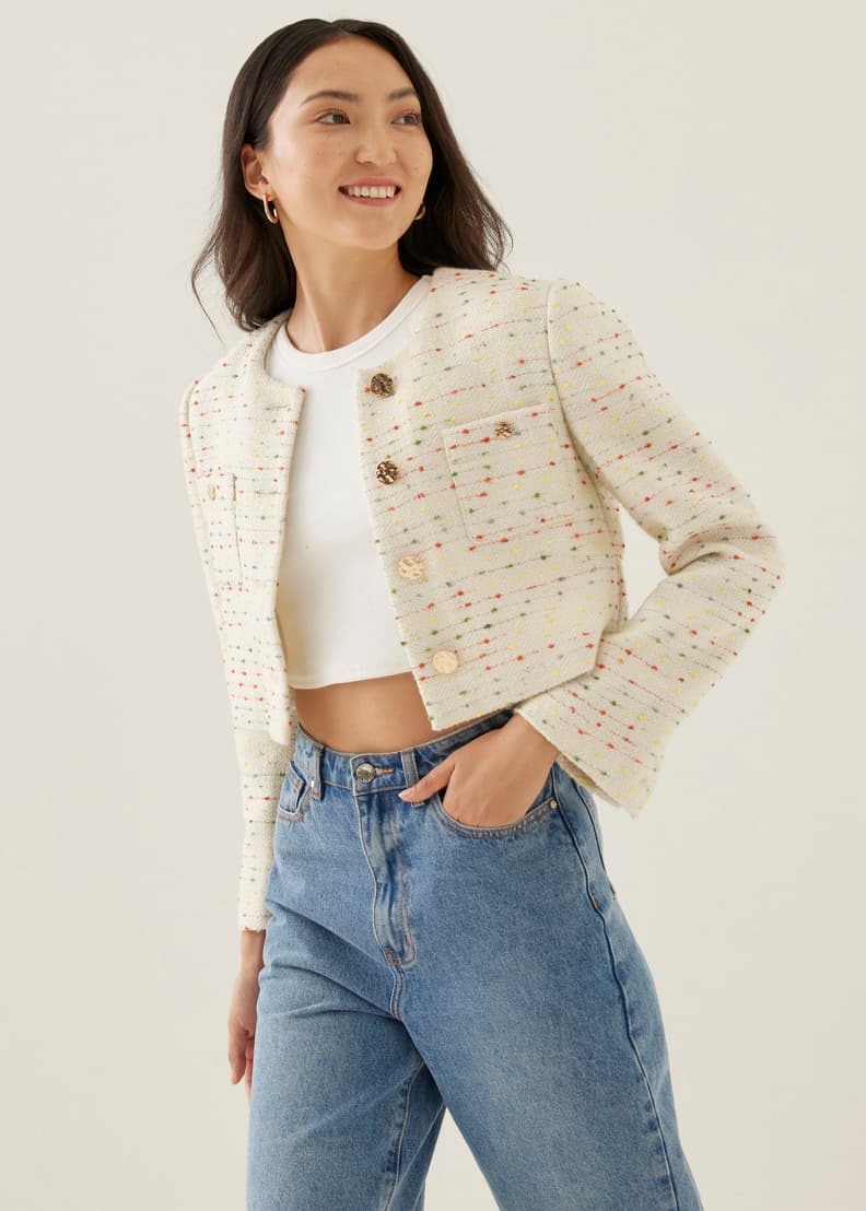 ジャケット・アウター herlipto Wool-Blend Cropped Tweed Blazer herlipto Wool-Blend Cropped Tweed Blazer Herlipto Wool-Blend