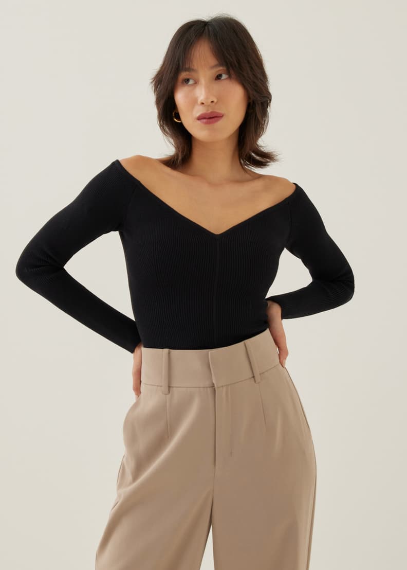 Rayla Fitted Off Shoulder Knit Top | Love, Bonito SG