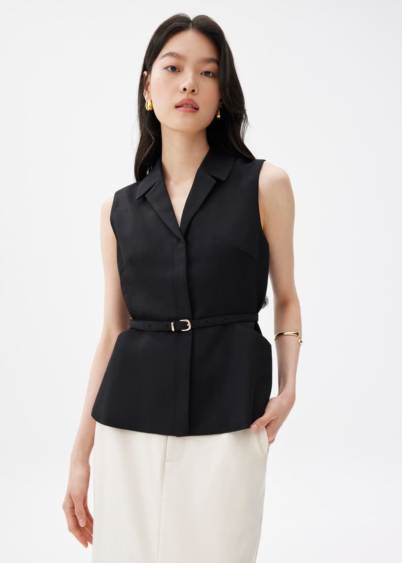 Ling Belted Tailored Vest | Love, Bonito Philippines