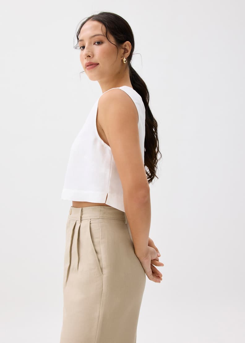 Liana Linen Crop Shell Top | Love, Bonito US