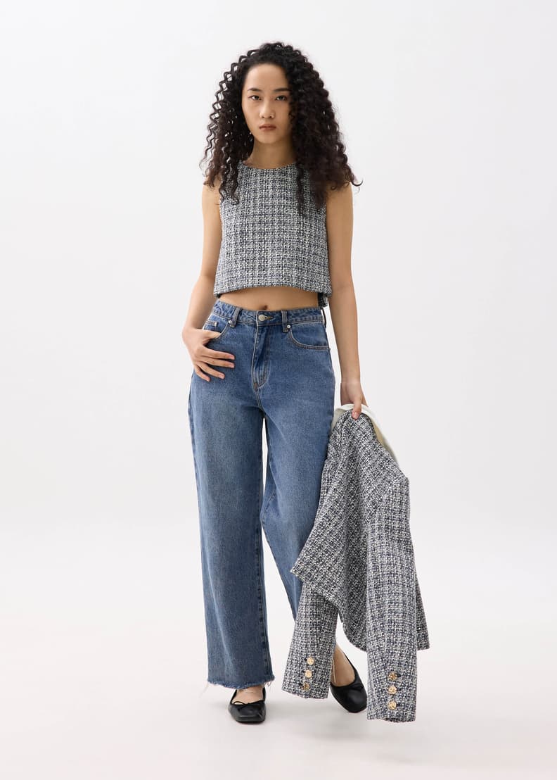 Kaori Tweed Crop Shell Top | Love, Bonito US