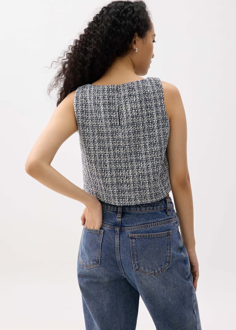 Kaori Tweed Crop Shell Top | Love, Bonito US Kaori Tweed Crop Shell Top | Love, Bonito US