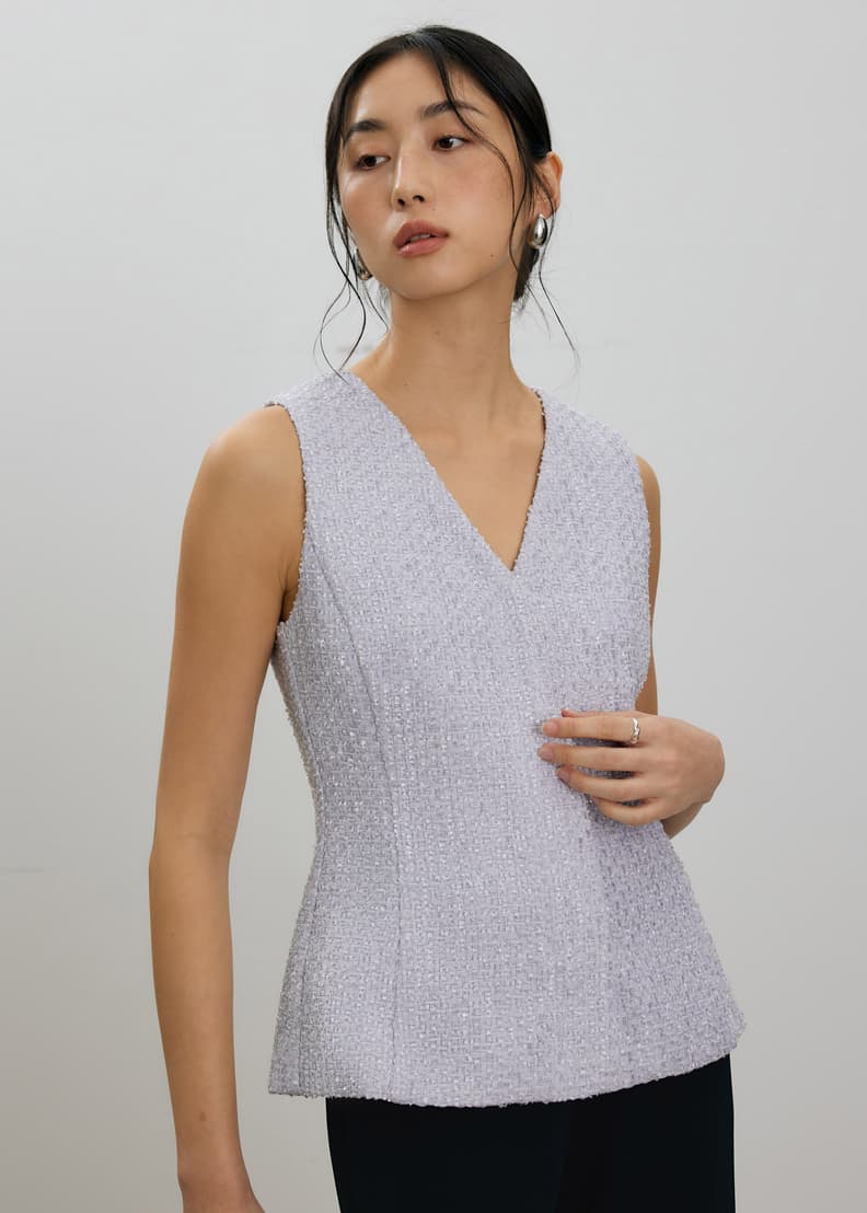 Fumiko Ribbon Tweed Vest Top | Love, Bonito INTL