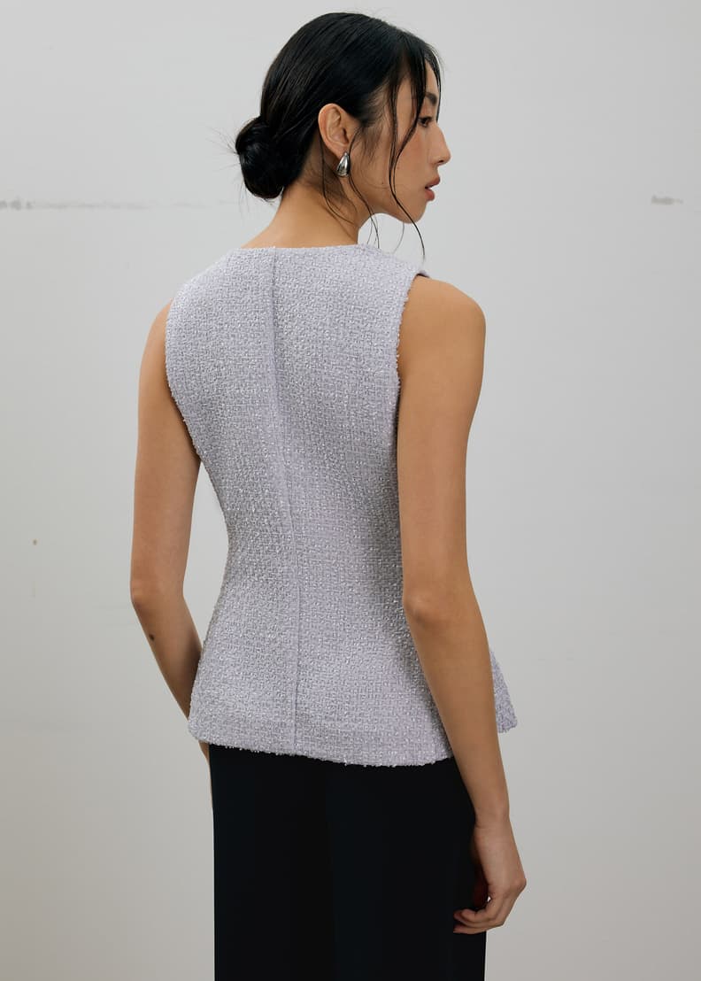 Fumiko Ribbon Tweed Vest Top | Love, Bonito INTL