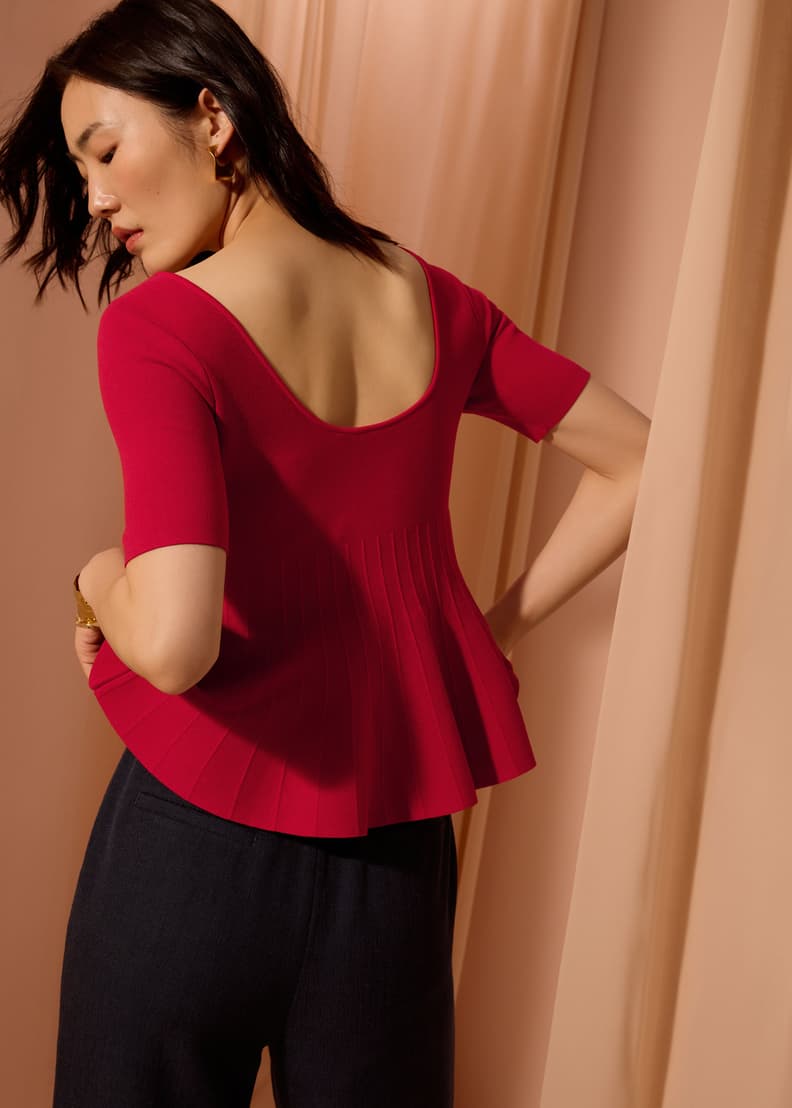Mutya Knit Ballerina Peplum Top | Love, Bonito SG