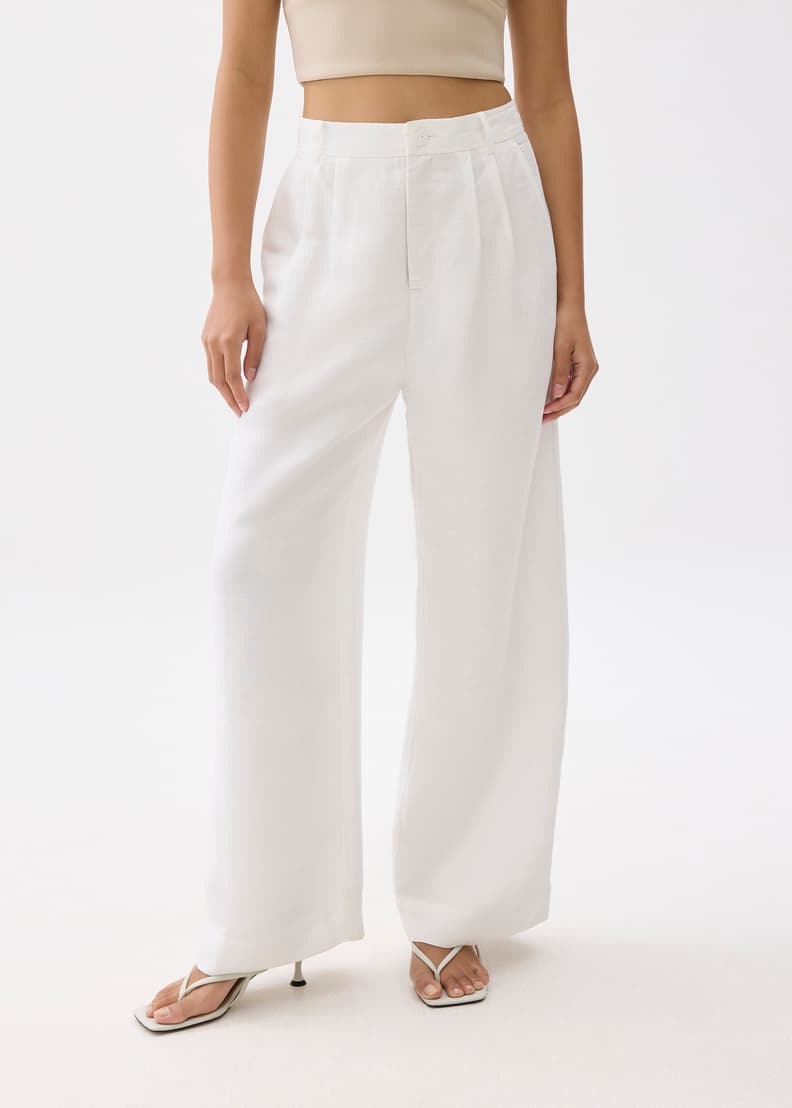 Devika Linen Tailored Wide Leg Pants | Love, Bonito US