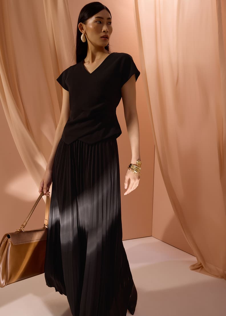 韓国商品/TREMINGBIRD Flowing Pleated Layered Pants TREEMINGBIRD◇Flowing Pleated Layered Pants 韓国人気 2WAY