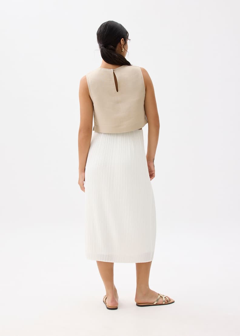 【BAON】Palm Pleated Midi Skirt Smocked Pleated Midi Skirt | White House Black Market