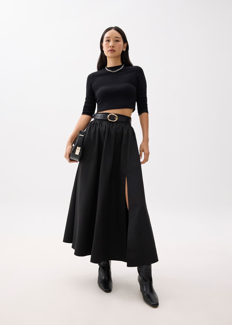 【BAON】Minati nylon banding pocket shirring flare long SK Zoe Flare Maxi Skirt | Love, Bonito US