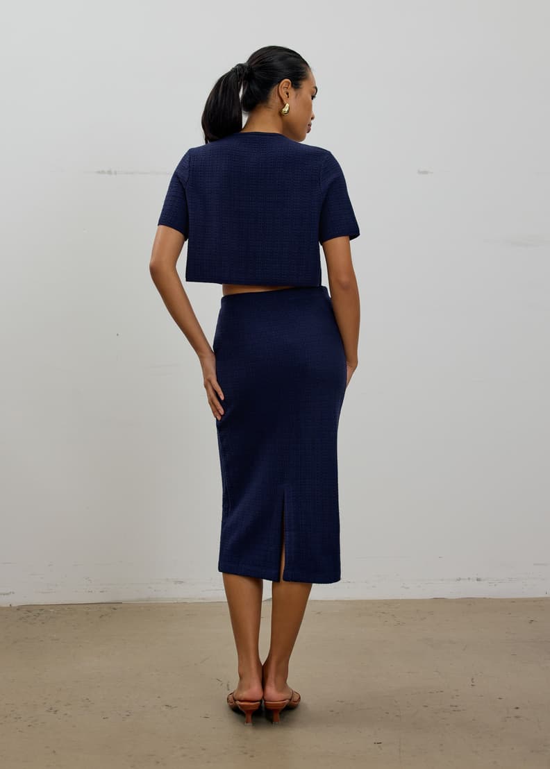 Yoko Elastic Textured Knit Midi Skirt | Love, Bonito INTL