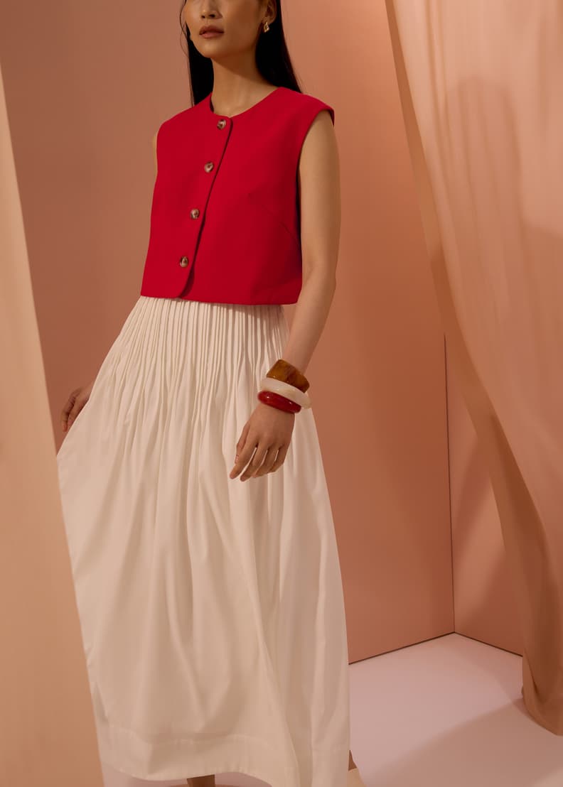 Kate High Waist Pintuck Flare Maxi Skirt | Love, Bonito SG